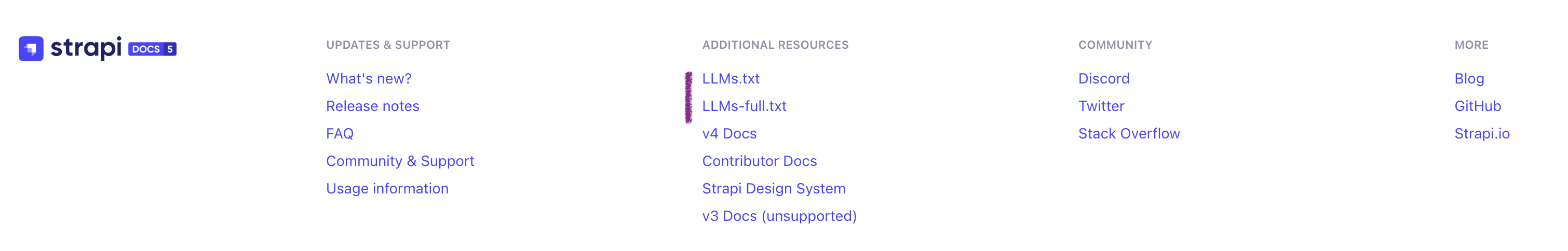 LLM files in the footer