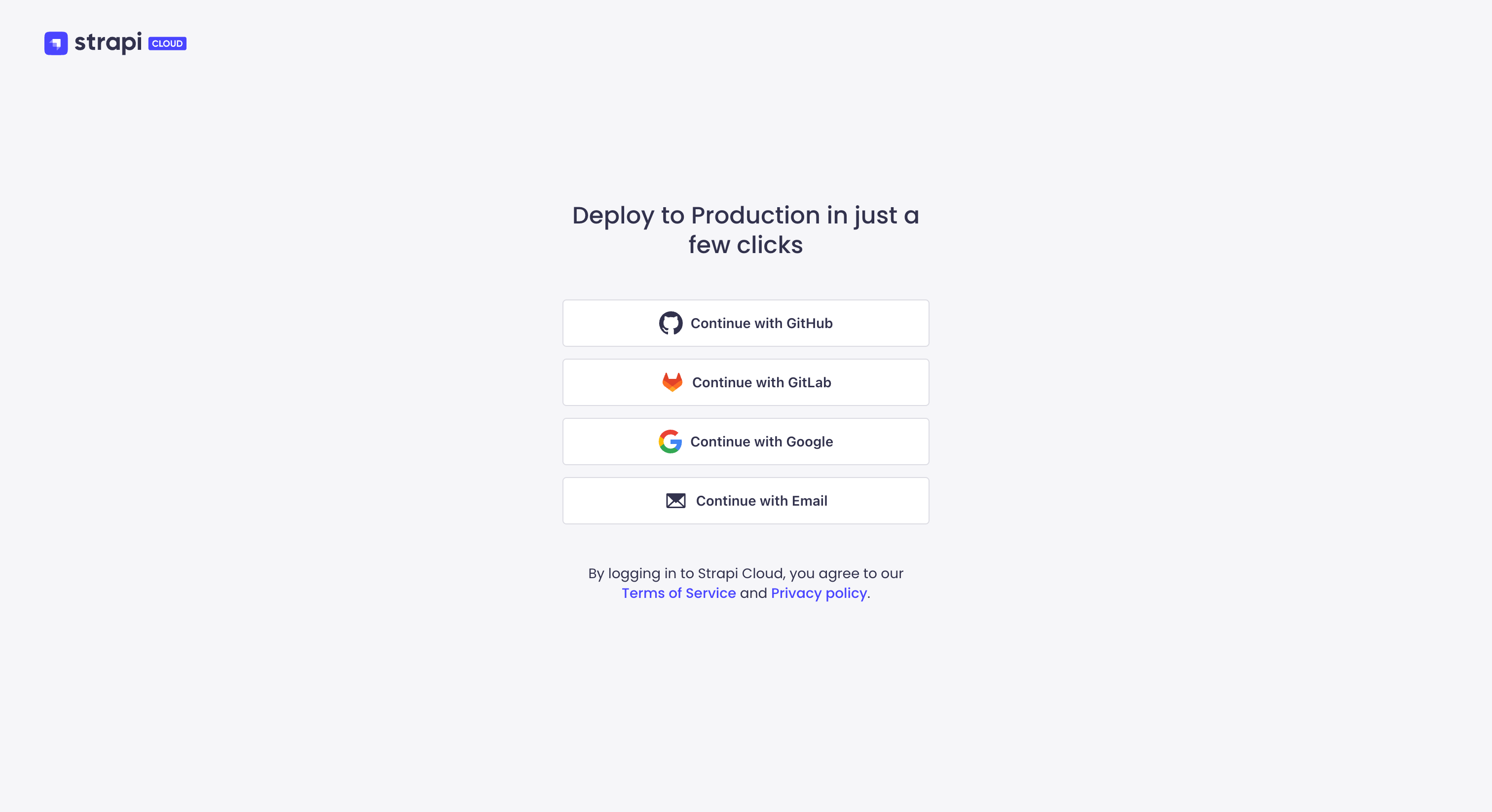 Strapi Cloud login page